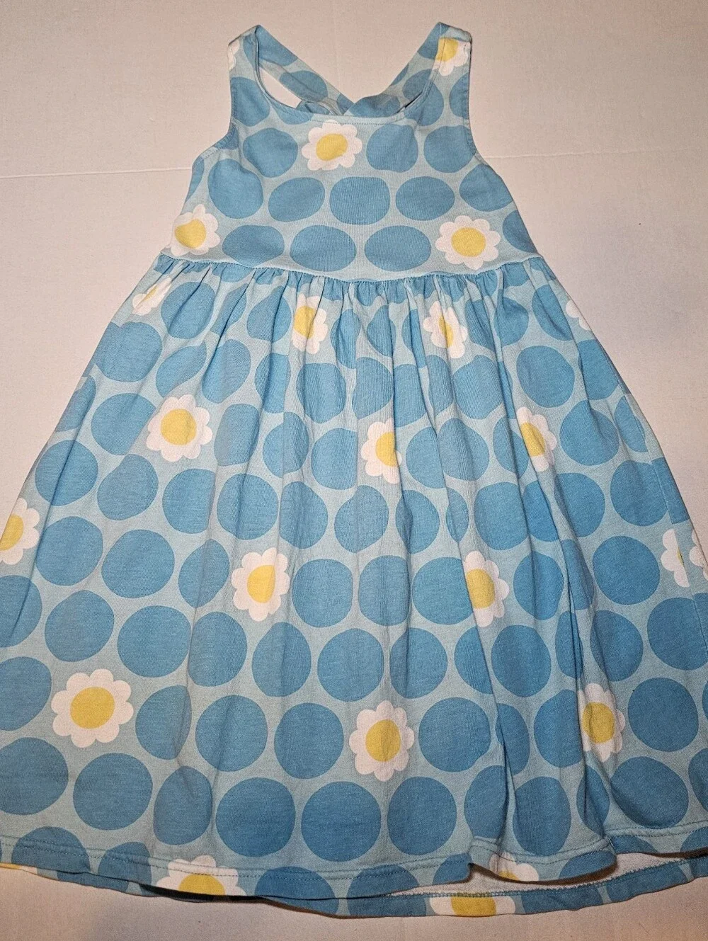Gymboree Girls Size 7 Sundress Floral Cotton Sleeveless Open Back Polka Dot 2010